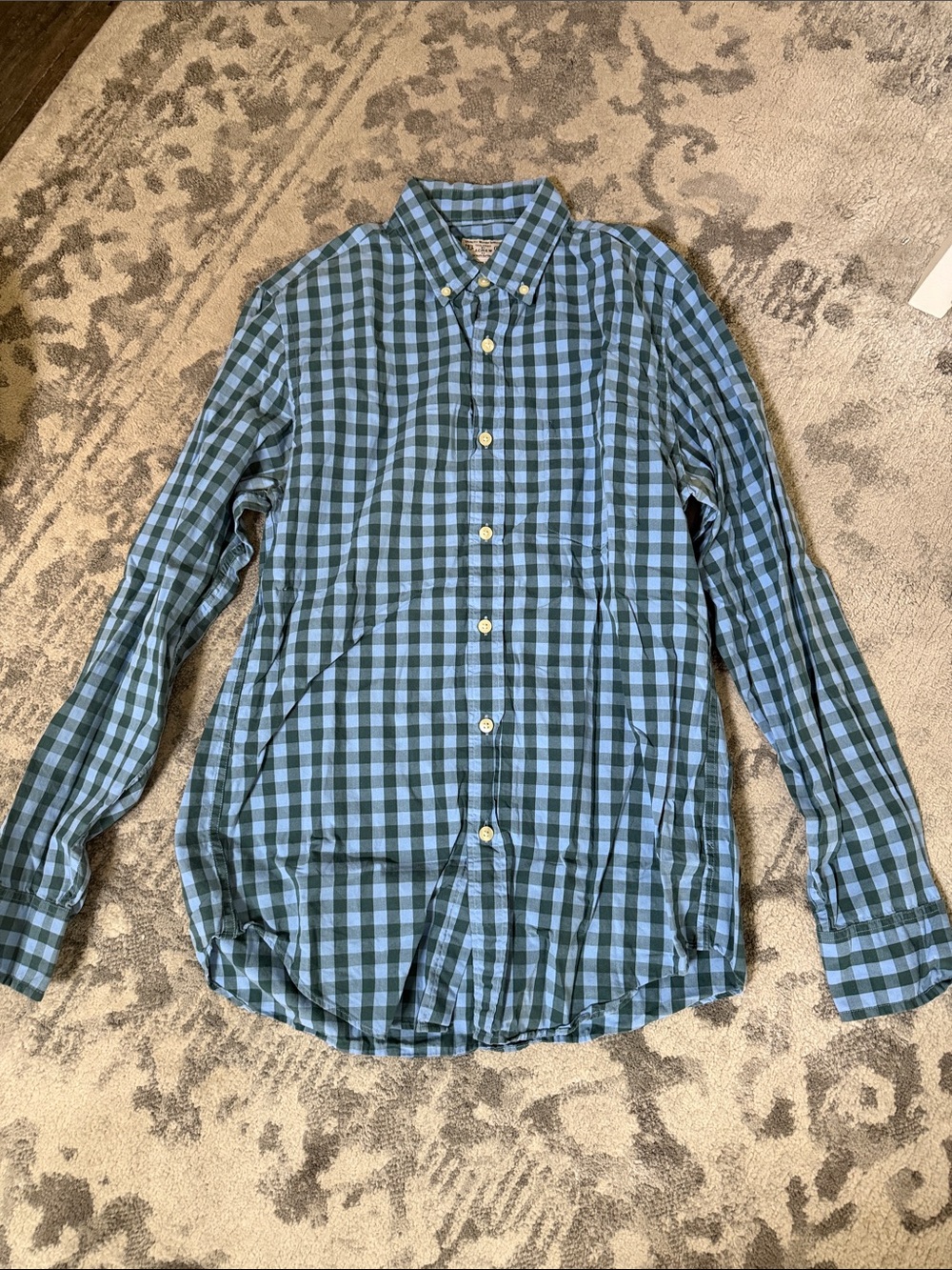 J. Crew Blue and Black Gingham Button-Down Shirt